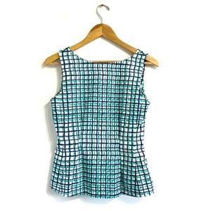 Kate Spade Tatiana Sleeveless Peplum Top Breezeblock Checkered pattern Size Med